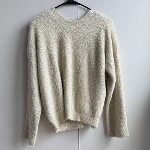 LOFT Cream Fuzzy Crewneck Sweater